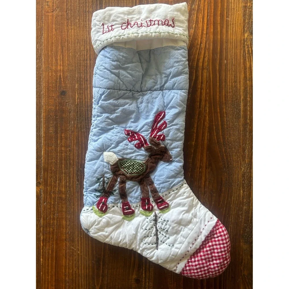 Baby's 1st ChristmasBaby's 1st Christmas Quilted Stocking Reindeer Holiday Decor